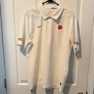 Nike Men's Cream Polo Shirt with Orange Accents